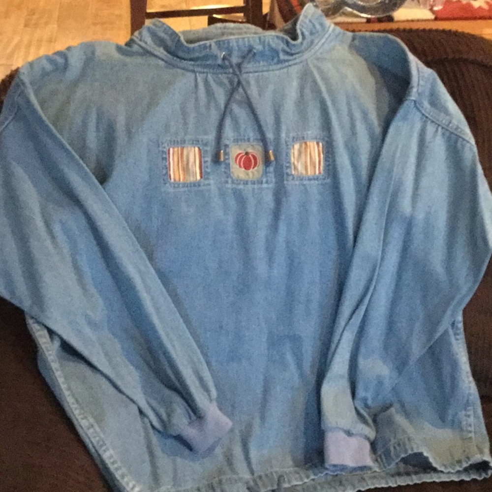 Christopher & Banks denim pull over shirt jacket